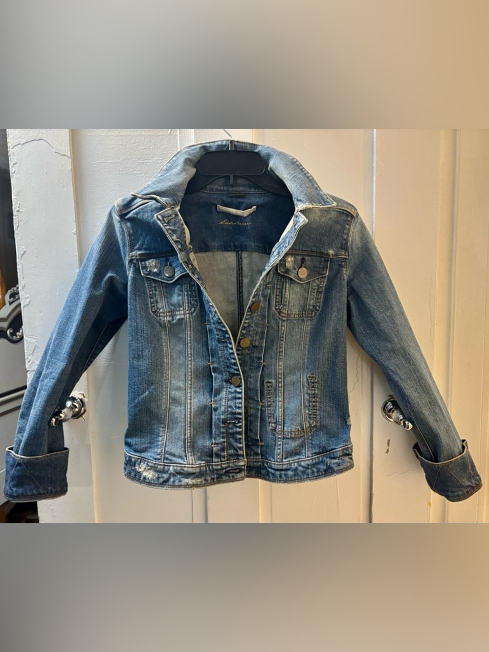EDDIE BAUER Distressed Blue Denim Jacket